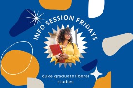 Info Session Fridays in text with image of student with books